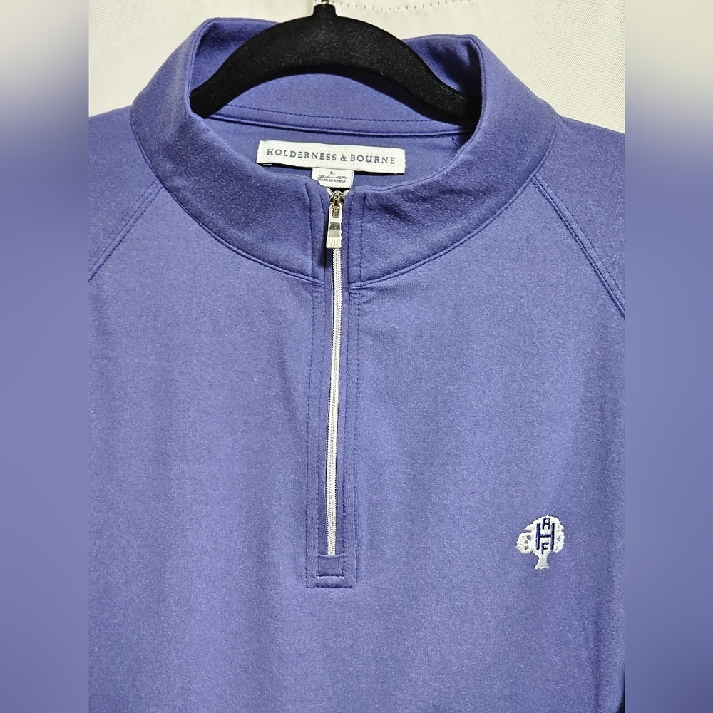Holderness & Bourne Mens Large The Westland Navy 1/4 Zip Blue Pullover G… - Picture 2 of 10